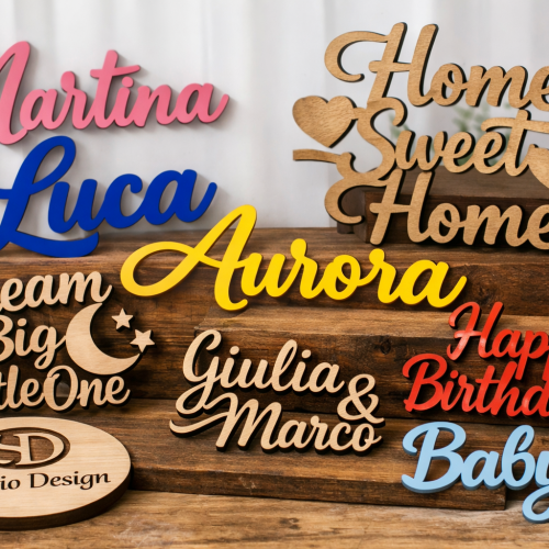 scritte legno e plex